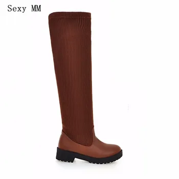 

Spring Autumn Winter Flat Women Over the Knee Boots Woman Thigh High Boots Shoes botas High Quality Plus Size 34-40.41.42.43