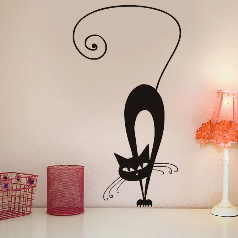 

Bending Siamese Cat Home Decoration Wall Sticker Cartoon Cute Cat Art Mural Kids Room Vinyl Wall Decals