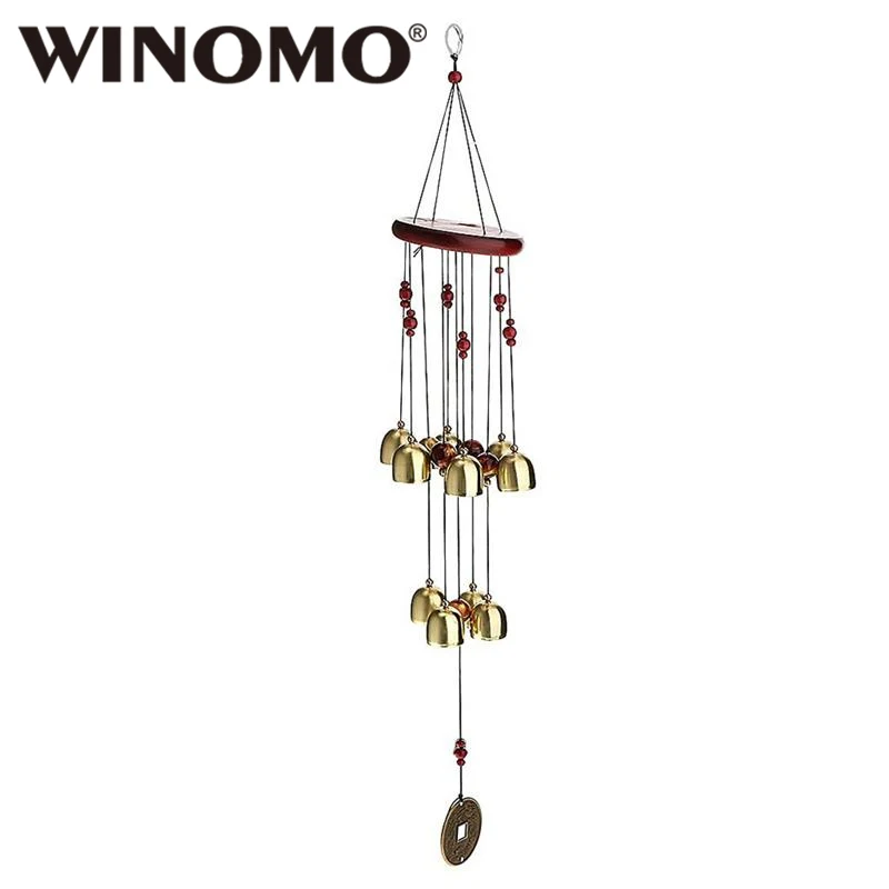 

WINOMO Bronze 10 Big Metal Bells Wood Wind Chime Outdoor Garden Hanging Decor Gift
