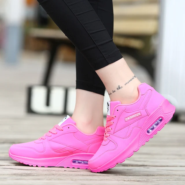 pink running shoes