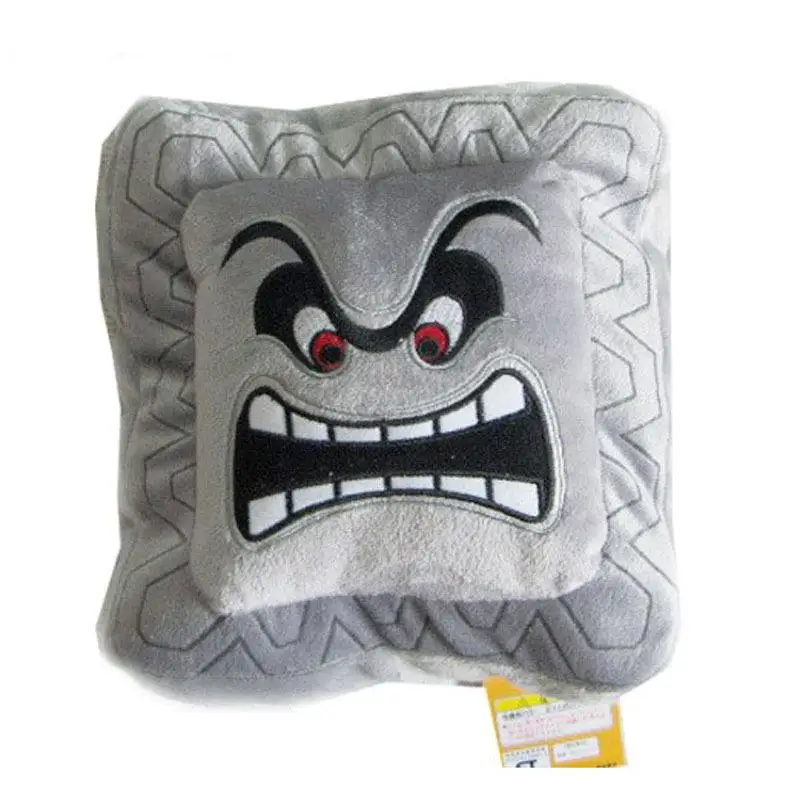 

30cm Thwomp Dossun Plush Super Mario Plush Cushion Pillow Gray Stuffed Toys