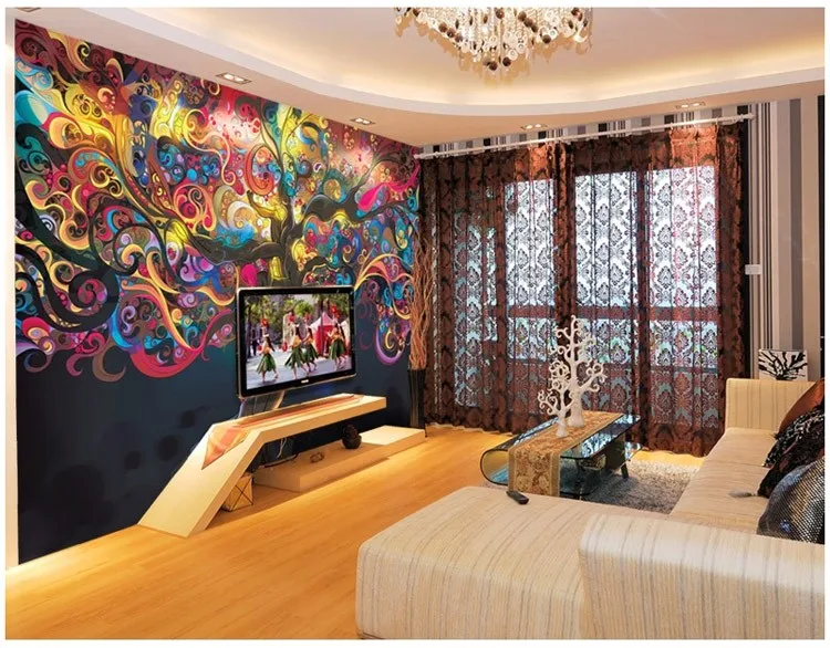 Визуальное стерео изображение украшения личности абстрактная жизнь дерево обои спальня гостиная настенные Обои фреска