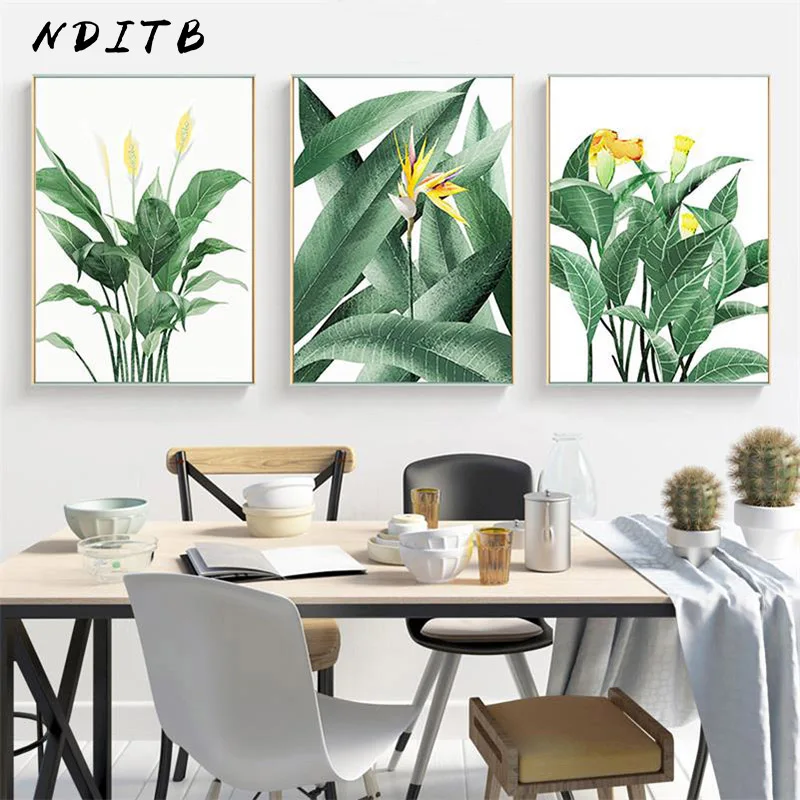 

Flower Leaf Canvas Poster Nordic Landscape Print Modern Wall Art Painting Nature Decorative Picture Scandinavian Home Decor