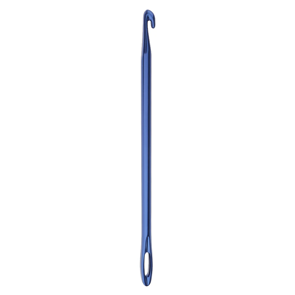Afghan Aluminium Crochet Hook Knitting Needle Hand Knit Tool With Threading Hole
