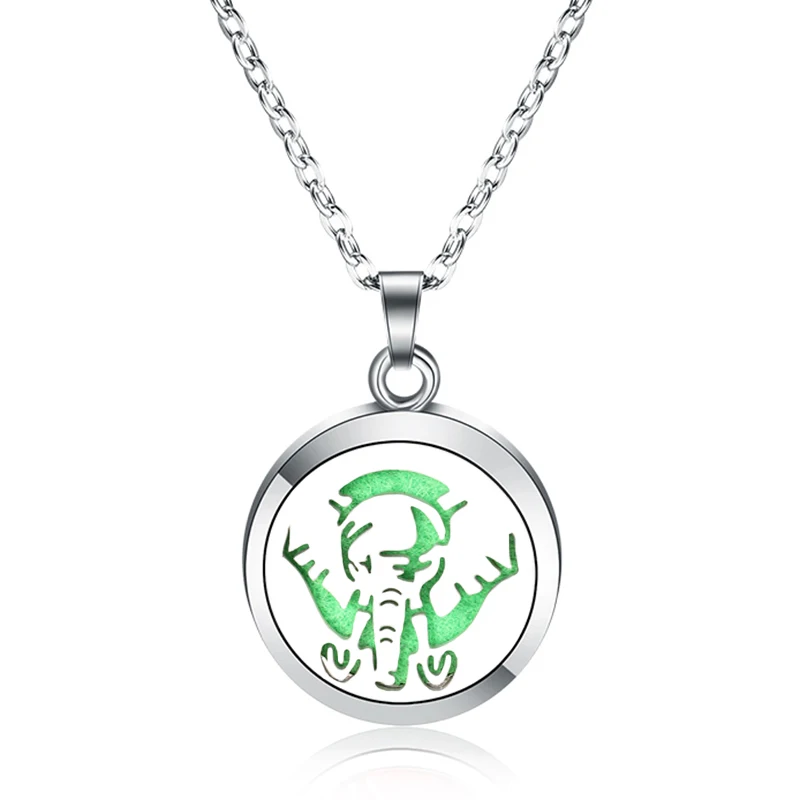 

New Elephant Aroma Lockets Pendant Stainless Steel Magnetic Necklace Perfume Essential Oil Diffuser Aromatherapy Lockets Jewelry