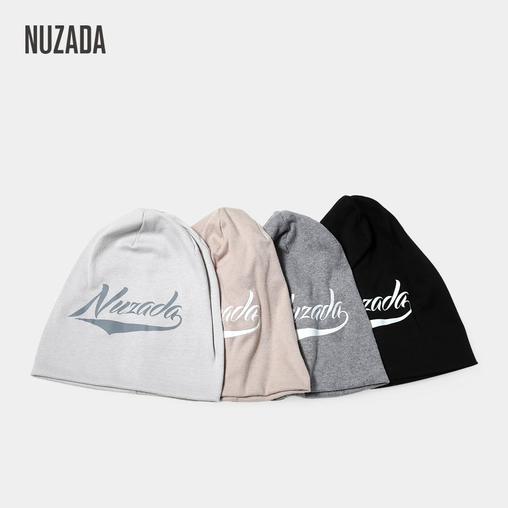 

NUZADA Brand Letters Knitted Caps Spring Winter Autumn Skullies Beanies For Men Women Double Layer Cotton Cap Bonnet Hat