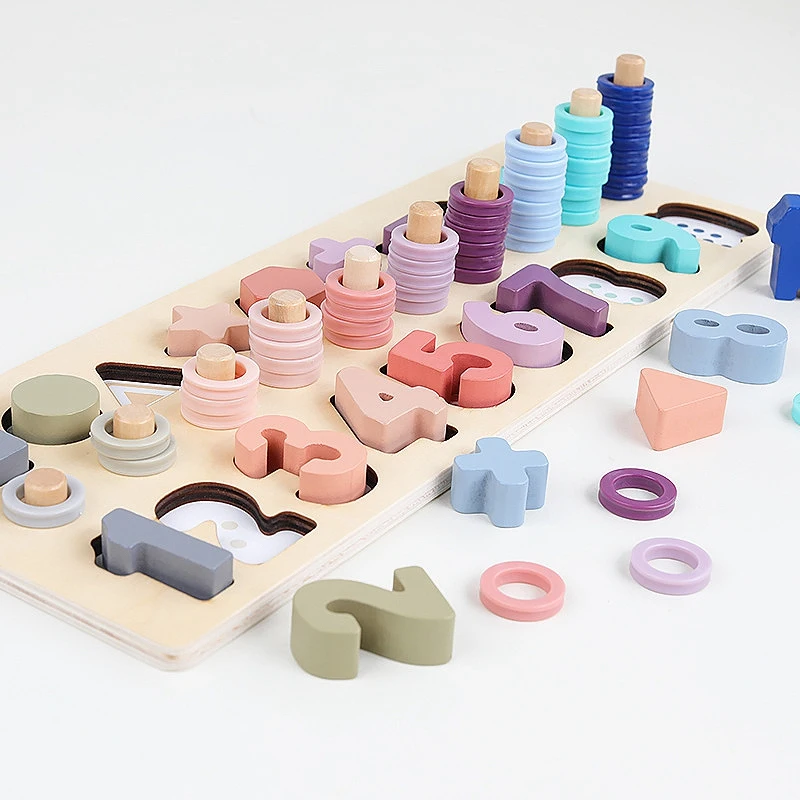 Дошкольные деревянные игрушки счетные геометрические формы познавательный, на поиск соответствия ребенка раннего образования обучающие средства детские игрушки для математики