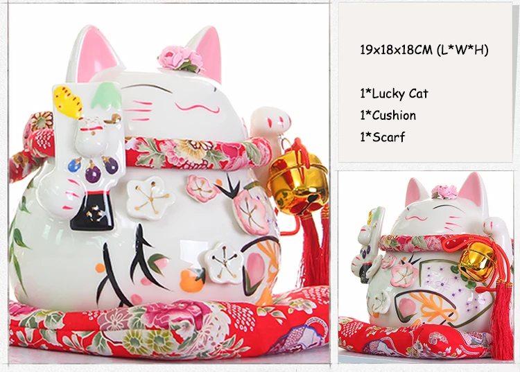 8 дюймов Maneki-Neko керамические китайские счастливые кошки манящие Фортуны кошки статуэтки счастливый Шарм копилка украшения дома