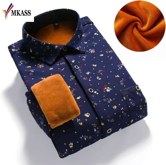 2018 New Brand Men Winter Cotton Shirts Long Sleeve Dress Shirt Warm Casual Vintage Corduroy Mens Formal Shirt Size M-3XL