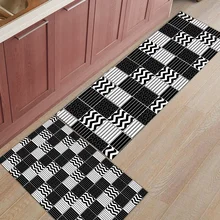 2 шт. кухонные подстилки И КОВРИКИ НАБОР Современный Черный традиционный японский узор волна домашний декор Нескользящая зона бегун входной коврик