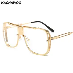 Kachawoo прозрачные линзы квадратный очки для мужчин Металл золото большие очки женщин Мода Большой рамки подарок