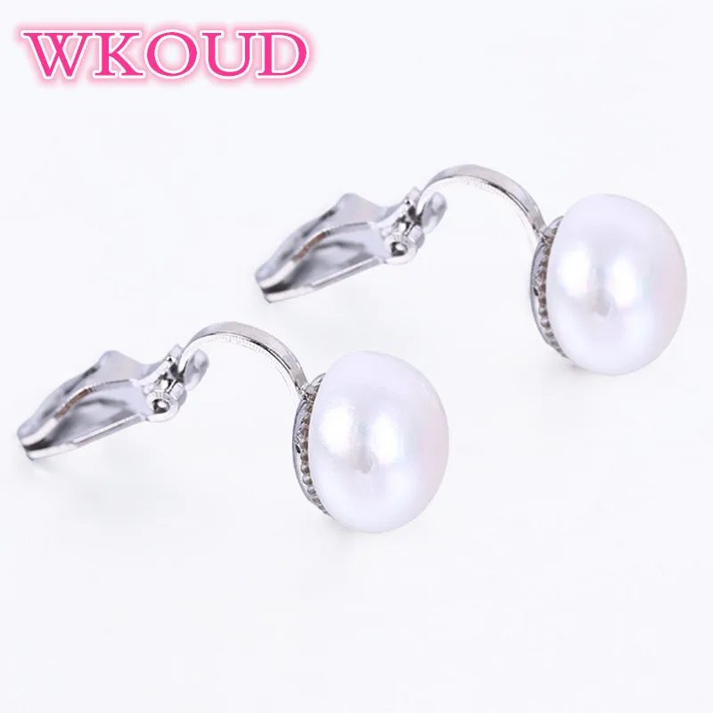 Top quality Luxury 100 8 9mm natural pearl No holes Clip Earrings