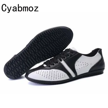 

Men Shoes Genuine Leather Hollow Cut Outs Breathable Fashion Casual Shoe Mocassins Flat Sapatos Masculinos Social Zapatos Hombre