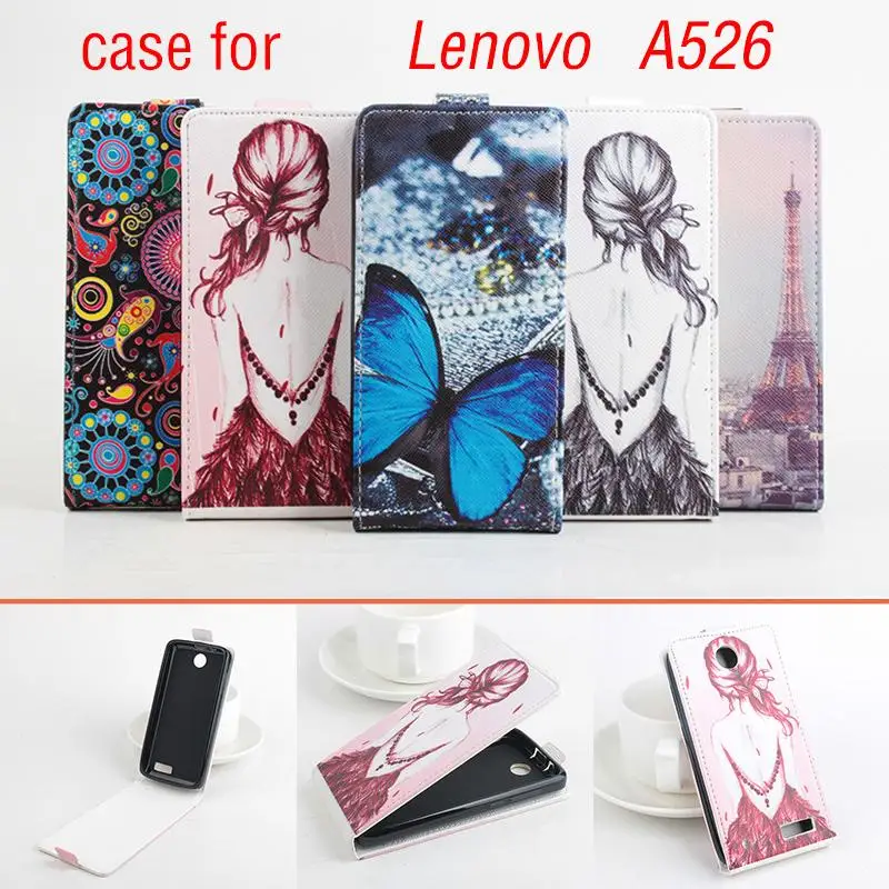 

Fashion Leather Cases For Lenovo A526 Butterfly Flower Tower Pattern Wallet Phone Case Cover Card Slot