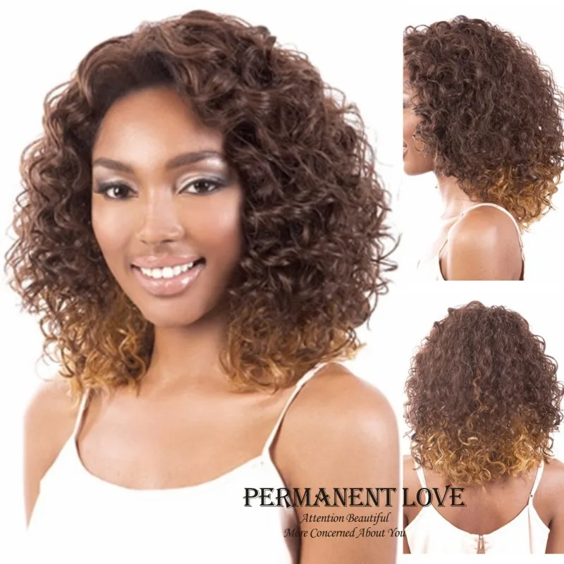 Ombre afro kinky curly wig for black women african american Heat