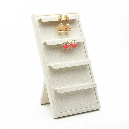 

2016 New Linen Jewellery Display Holder Earrings Display Stand Linen Jewellery Display Showcase fold Earrings Display Tray