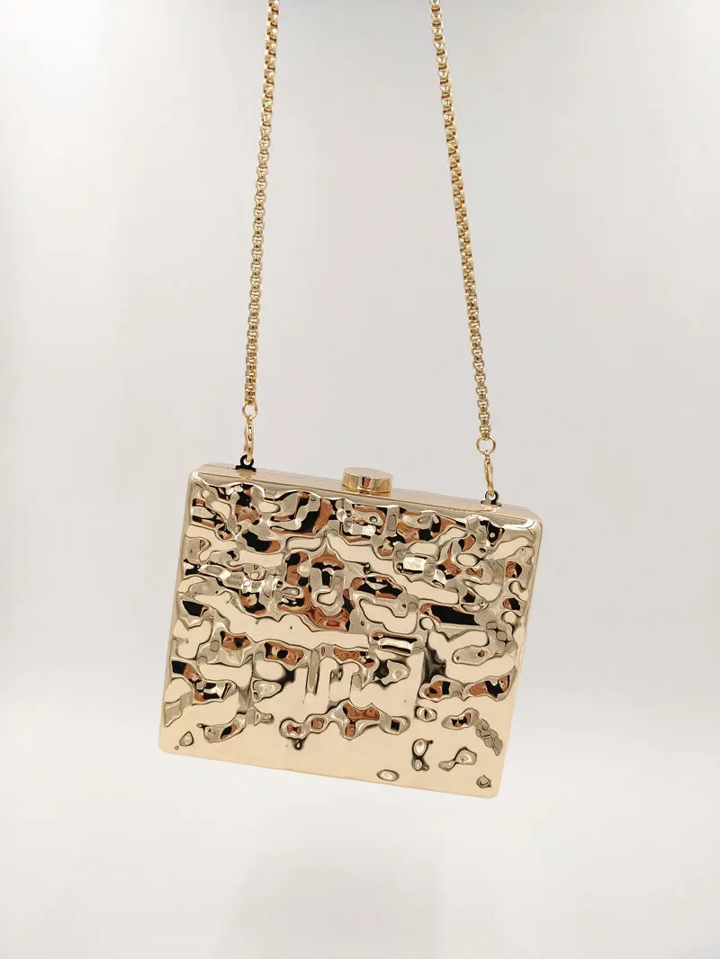 Йен Для женщин Мода Металл сумка элегантные золотые вечерняя сумочка; BS010 платье Пром коробка сцепления жесткий клапаном мини Сумочка Повседневное кошелек