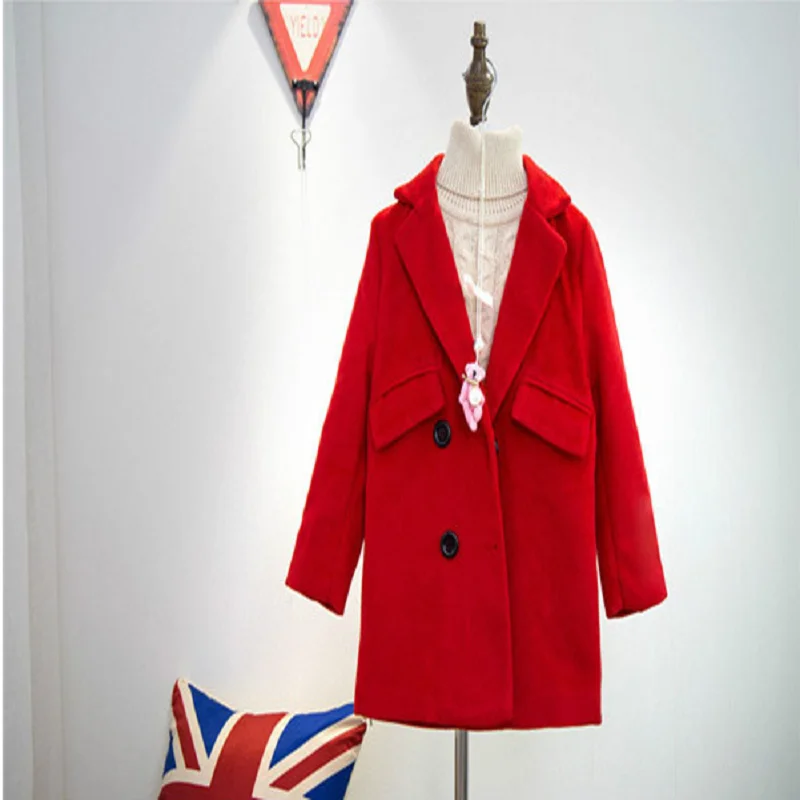 

2019 Fashion Children Clothing New Girls Fashion Outerwear Princess Kids Winter Long Coat Baby Thick Warm Wool Blends 3-7T