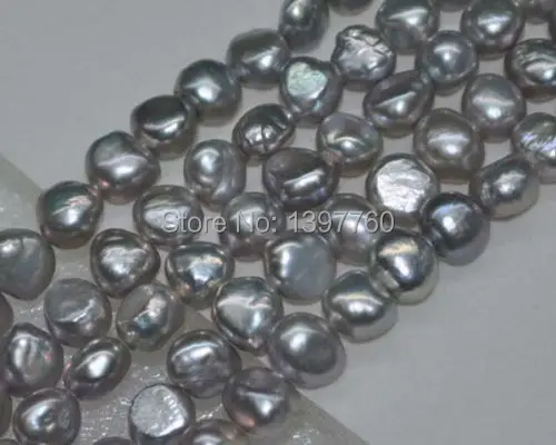 

lots 1strands AA+ 9-10mm luster Rare grey nugget freshwater pearl