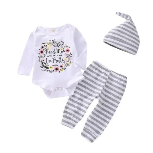 Baby Tops Bodysuit Stripe Pants Hat Casual Girl Boy Outfits Clothes Toddler Newborn Infant Baby Girls Floral 0-24M Baby Tops Bodysuit Stripe Pants Hat Casual Girl Boy Outfits Clothes Toddler Newborn Infant Baby Girls Floral 0-24M