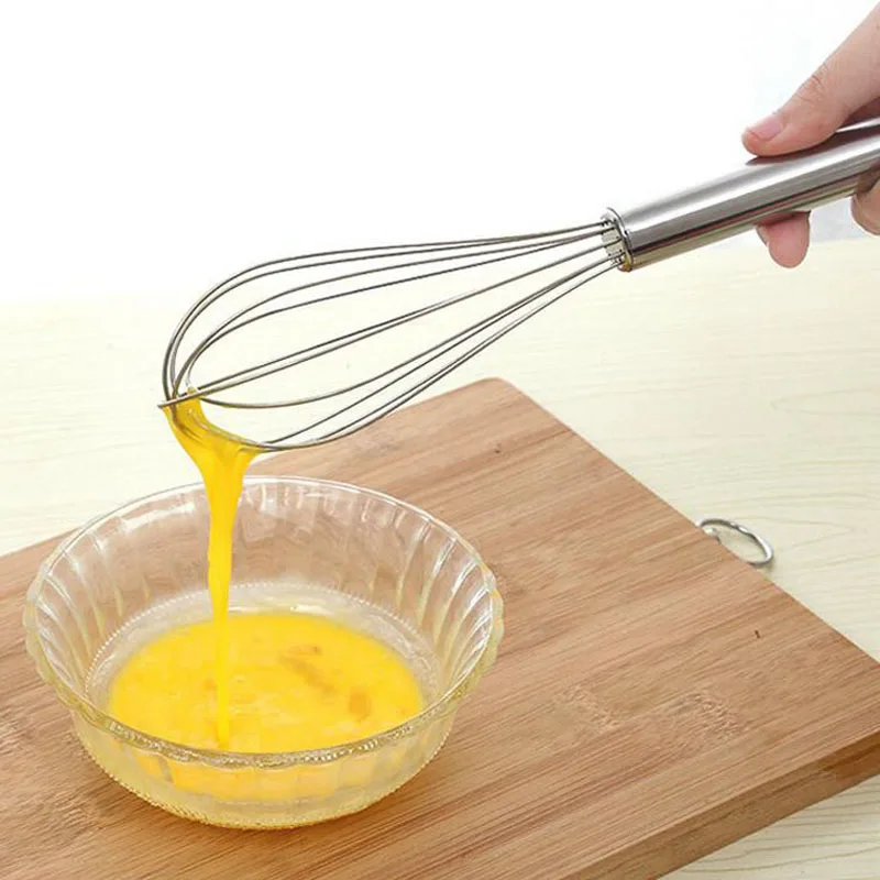 

100pcs 10 inch 6 lines hand movement stainless steel Egg Beater Eggbeater Kitchen Gadgets Stirring Whisk Mixer ZA5151