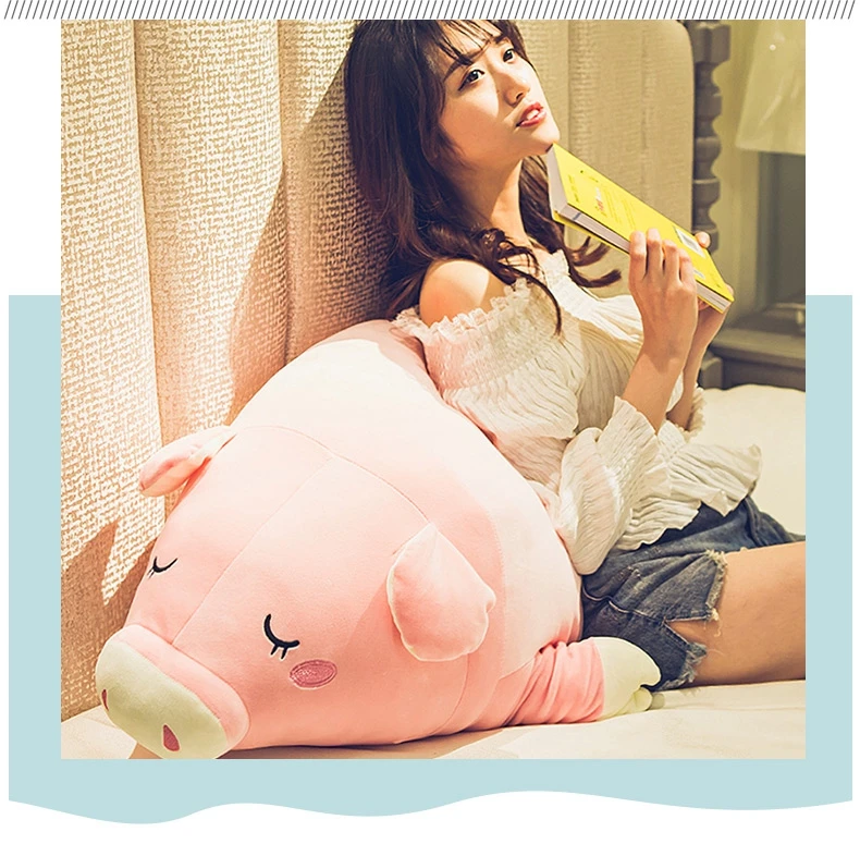 kawaii pink pig doll giant plush toy cute sleeping pillow for girl birthday gift decoration 35inch 90cm DY50577 (4)