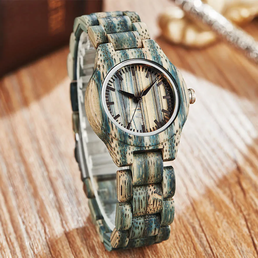 Небольшой ремешок деревянные часы для женщин дамы кварцевые наручные часы палисандр орех из розового дерева наручные часы элегантный браслет часы - Цвет: Women Wood Watch 1