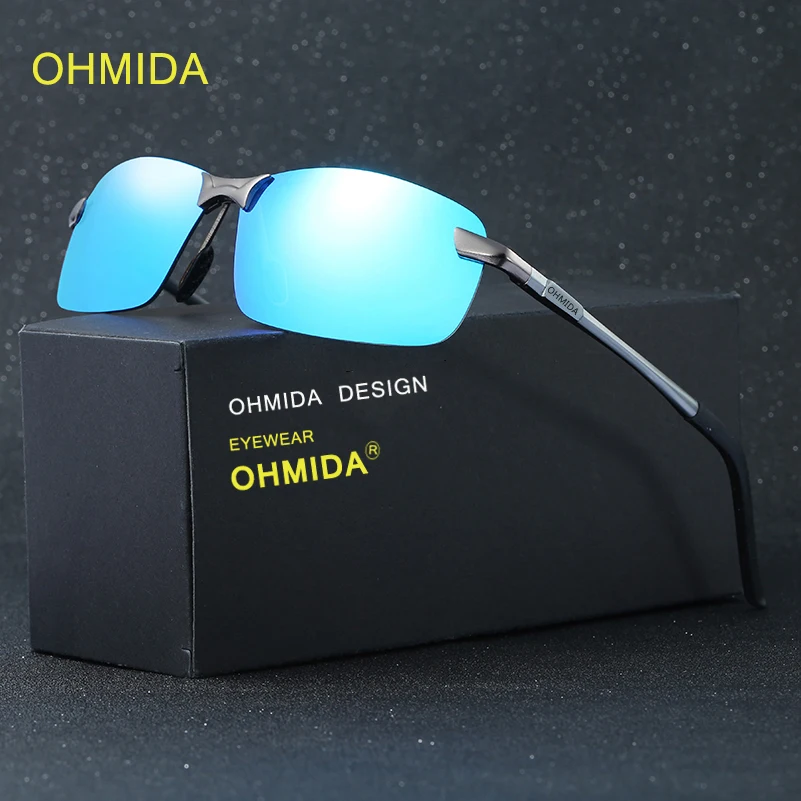 

OHMIDA Retro Aluminum Mirror Polarized Sunglasses Men Women Brand Designer Vintage New Eyewear Driving / Fishing Sun Glasses