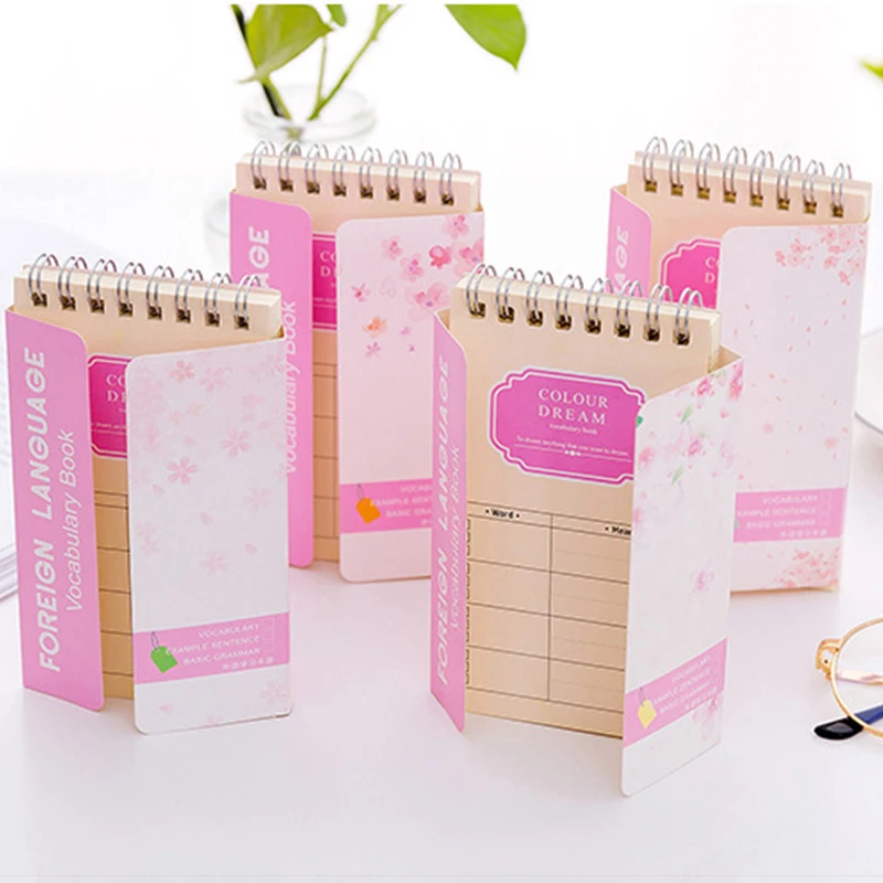 

Kawaii Pink Sakura Memo Pad Cute Student Mini Pocket Notepad Flash Card Study Multifunctional Stationery Fun Flashcard Note Book