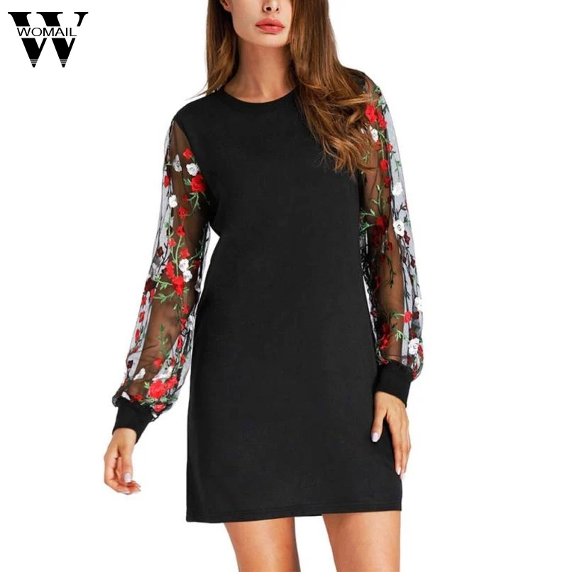 

Womail Dress Broadcloth Christmas Dress Regular Vestidos Beautiful Cheap Womens Botanical Embroidered Elegant Lantern 16