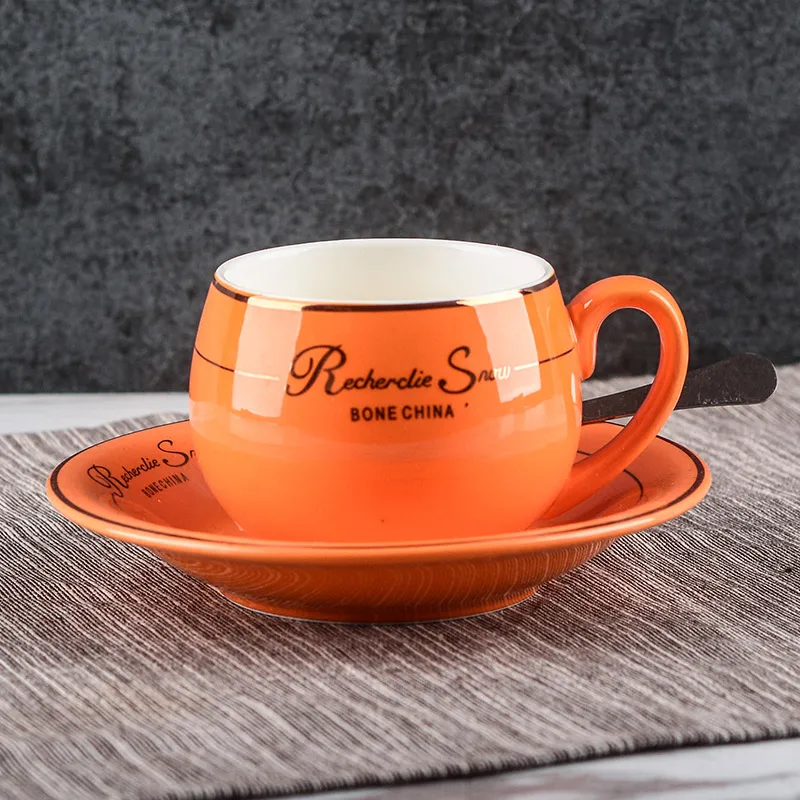 Кофейная чашка, прекрасная керамическая кофейная чашка, кофейная чашка cappuccinola, чайная чашка, блюдо, ложка - Цвет: A