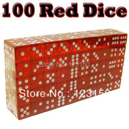 

DC-034 100 Vivid Translucent Red Craps Dice - Large 19mm Size + Rounded Corners