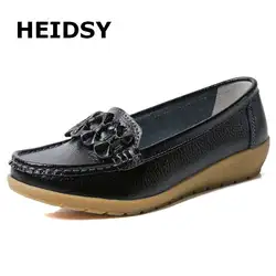 Heidsy/Весенняя женская обувь на плоской подошве; лоферы из натуральной кожи; женская обувь на плоской подошве без застежки; женские лоферы;