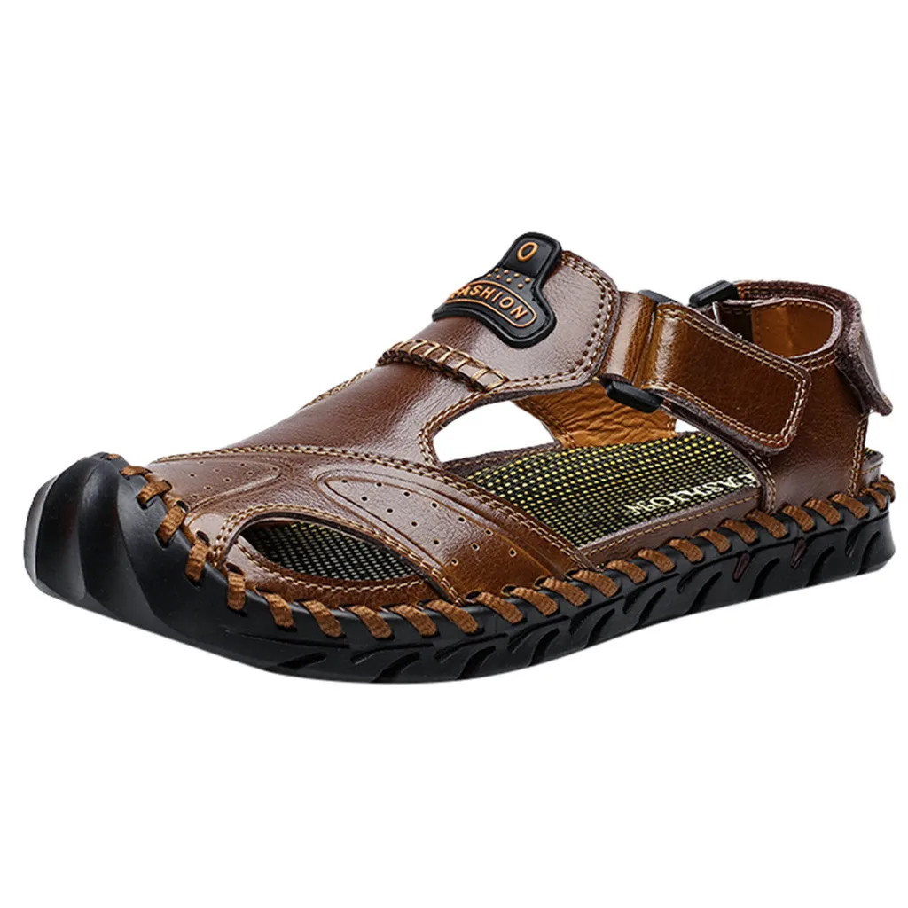Пляжные сандалии; римские водные кроссовки для мужчин; нескользящие пляжные кожаные сандалии; летние мужские классические римские сандалии;#627g30