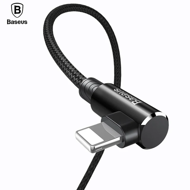 Baseus 90 Degree USB Cable For iPhone Xs Max XR X 8 7 6 6s 5 5S SE Fast