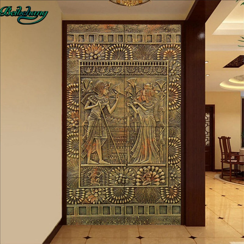 

beibehang Large Custom Nonwovens Wallpapers Mural Ancient Egyptian Pharaoh Reliefs Around the Aisle Background Walls