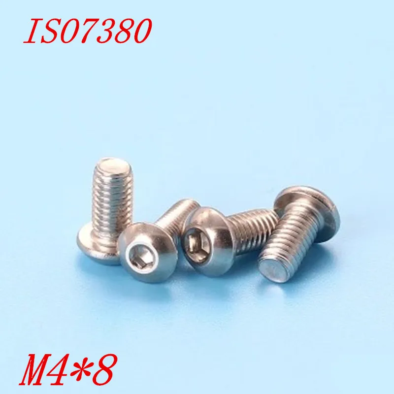 100pcs ISO7380 304 stainless steel m4*8 m4x8 hexagon socket button head