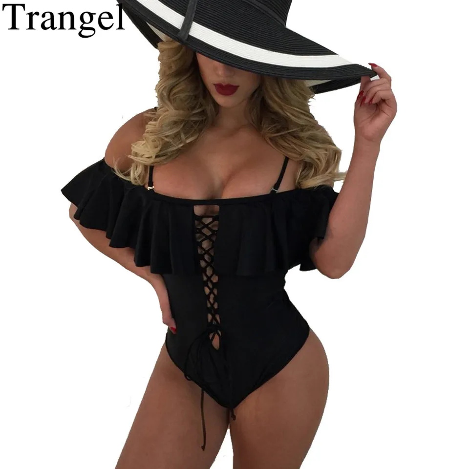 

Trangel Swimsuit One Piece Swimwear Women Swimsuit For Girls Solid Bather Swimwear Female One Piece Sexy Bikini 2019