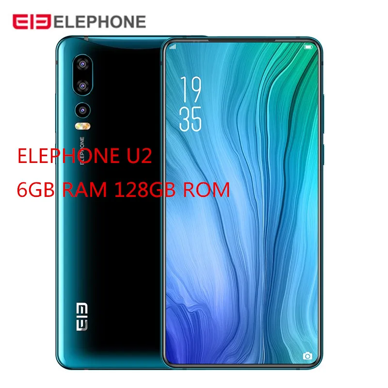 

ELEPHONE U2 4G Smartphone 6.26 inch Android 9.0 6GB RAM 128GB ROM 16MP 5MP 2MP POP UP Cameras Built-in 3250mAh Mobile Cellphones