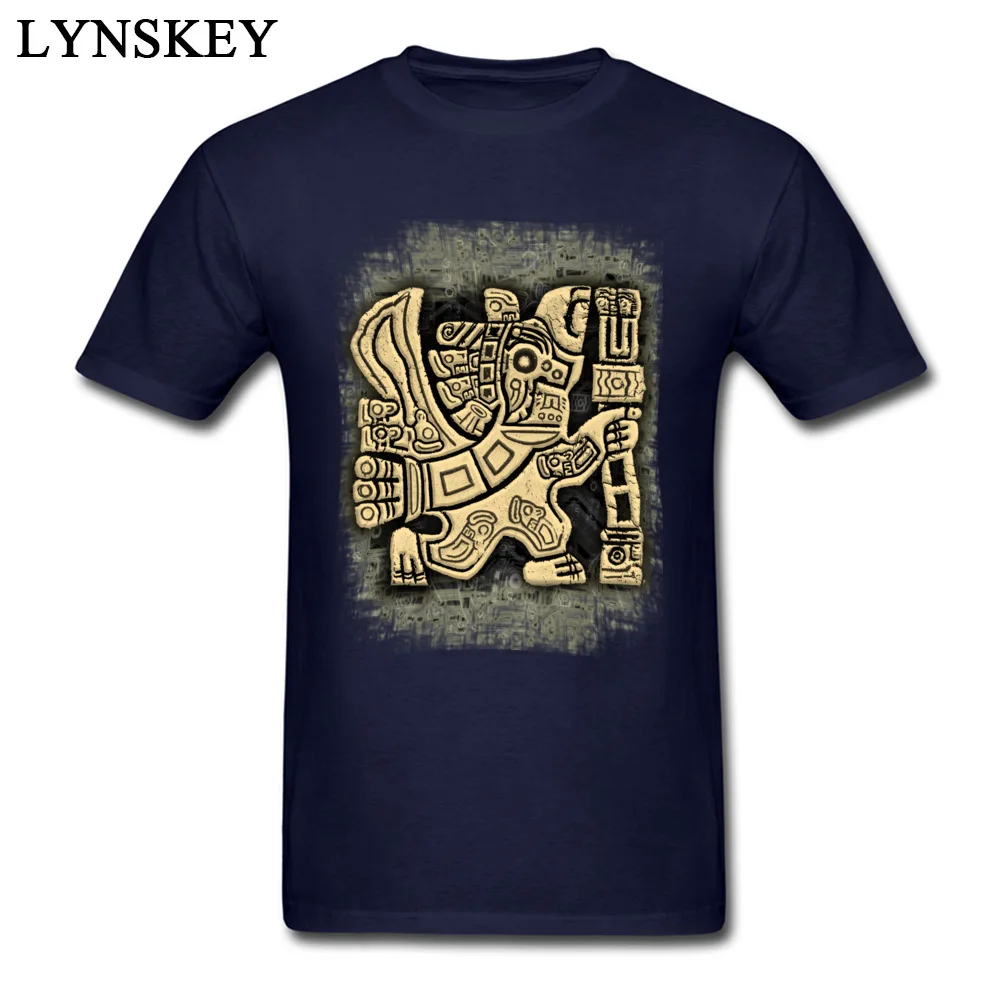 Crew Neck Pure Cotton T Shirts for Male Group Summer/Autumn Tops Shirts 2017 Newest Aztec Eagle Warrior Casual Clothing Shirt Aztec Eagle Warrior navy