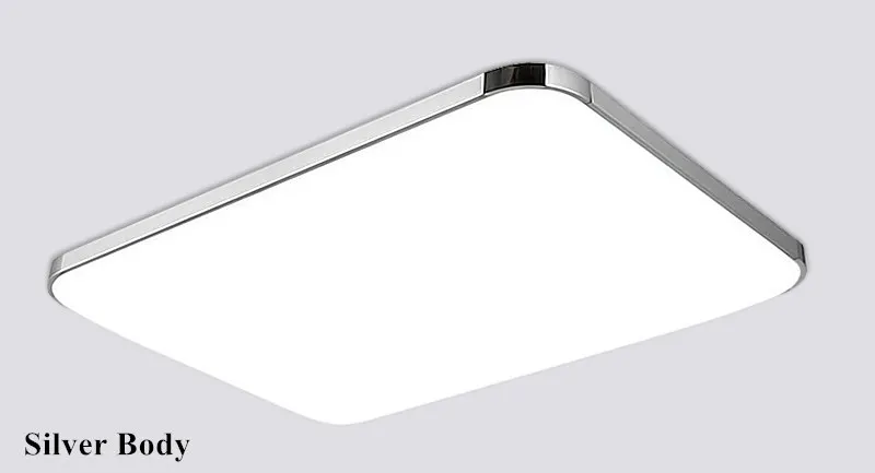 Современный 2,4G RF квадратный алюминиевый акриловый светодиодный потолочный светильник с дистанционным управлением холодный белый+ теплый белый бесступенчатый светодиодный потолочный светильник - Цвет корпуса: silver