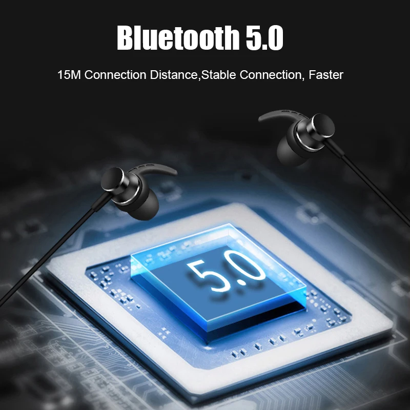 Новейшие металлические наушники Bluetooth 5 0 TF беспроводные гарнитура с шейным