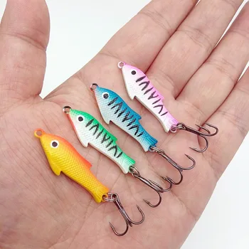 

4PCS Set The Hook Ice Road Mini Bionic Winter Fishing Lure Lead Head Hook Bait Jigging Fishing Tackle 7g/3.5cm