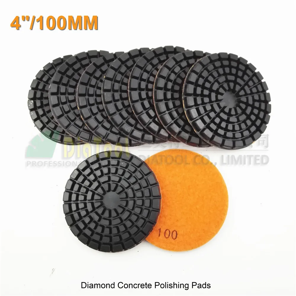 DIATOOL 9pcs 100mm Thickened Resin Bond Diamond Concrete Floor Renew Pads #100 4