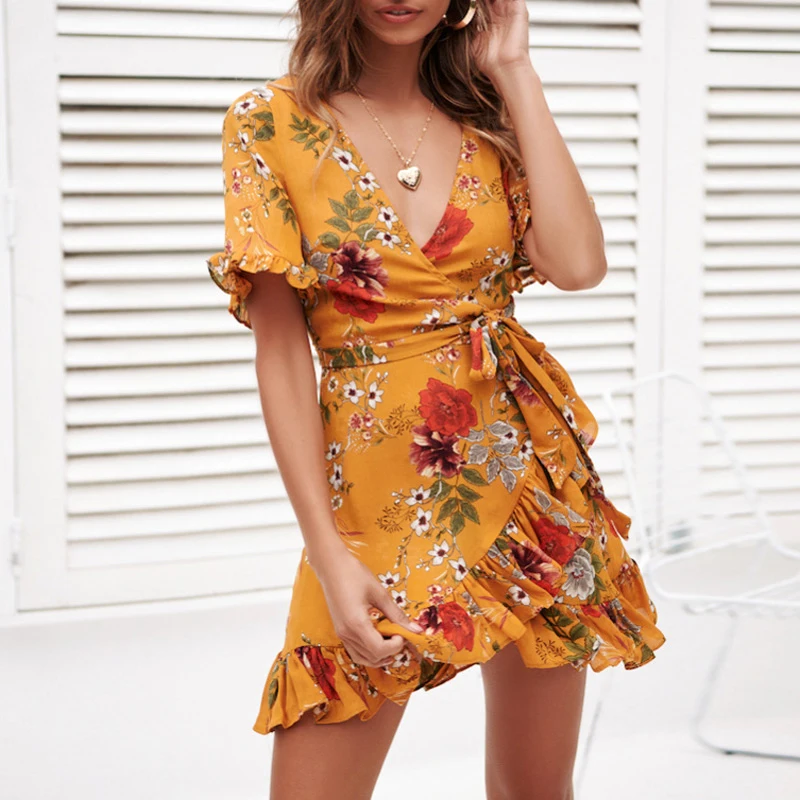 Chiffon Mini Dress In Floral Print Chiffon Mini Dress In Floral Print