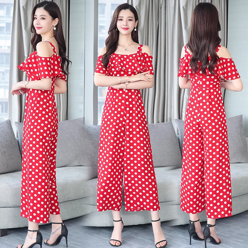 Korean High Waist Jumpsuits Women Summer Ruffle sleeve Sweet Jumpsuit