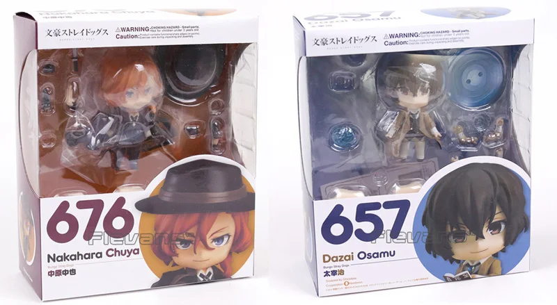 

2pcs Comic Anime Bungo Stray Dogs Wrtier Dazai Osamu Nakahara Chuya Nendoroid 657 and 676 Action Figure Toys Doll