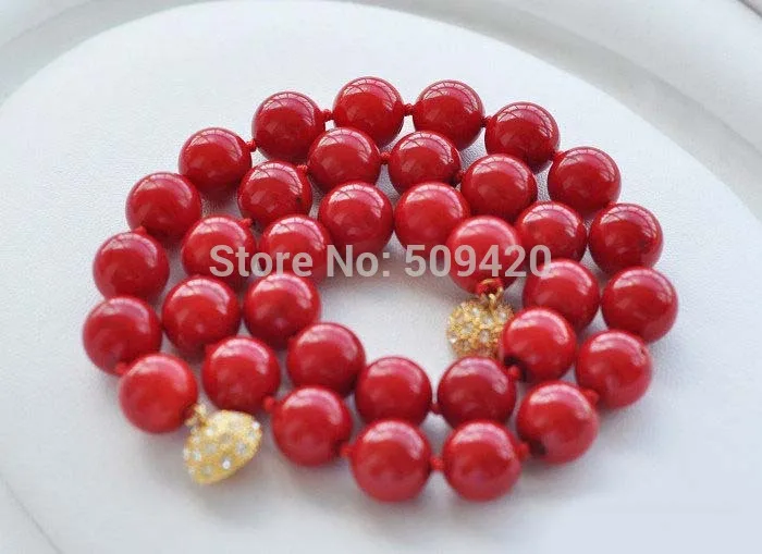 

W&O655 >> AAA 18" 12mm red round coral bead NECKLACE #@