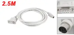 Горячие DB9P до 8 P Mini Din RS232 кабель Белый 8,2 футов для ПЛК DVP-EH