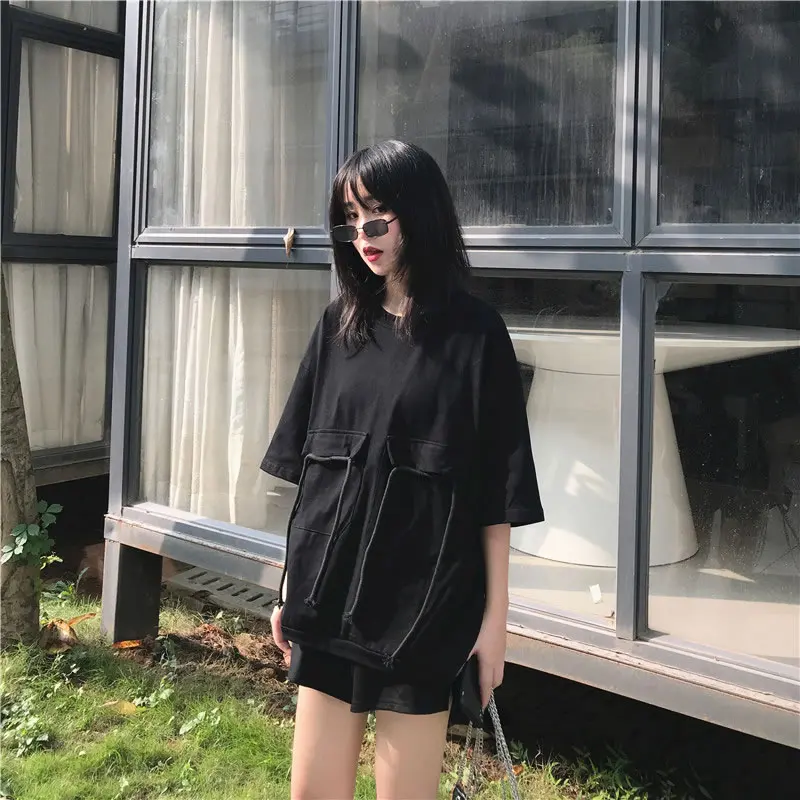 [XITAO] корейская модная новинка 2019 женская летняя Однотонная футболка с круглым